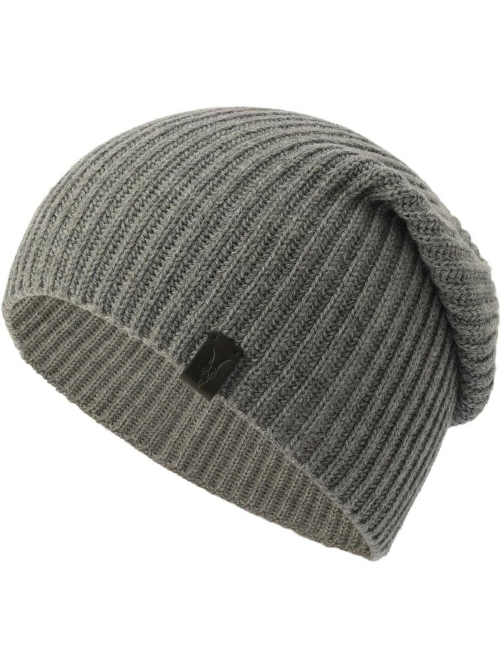 Men's Merino Wool Ribbed Beanie Hat, Cozy Knit Cap with Logo Design, Warm